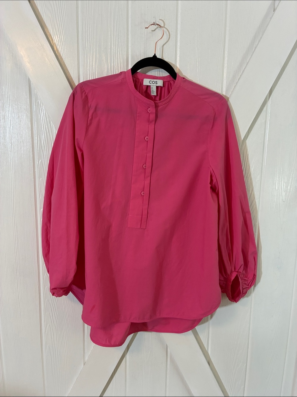 COS Hot Pink Mandarin-Collar Button Placket Tunic